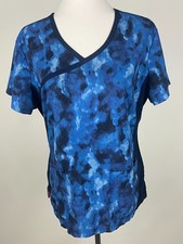 KOI Lite S/S Stretch 'Raquel Mock Wrap Scrub Top in Blue Camo' - L