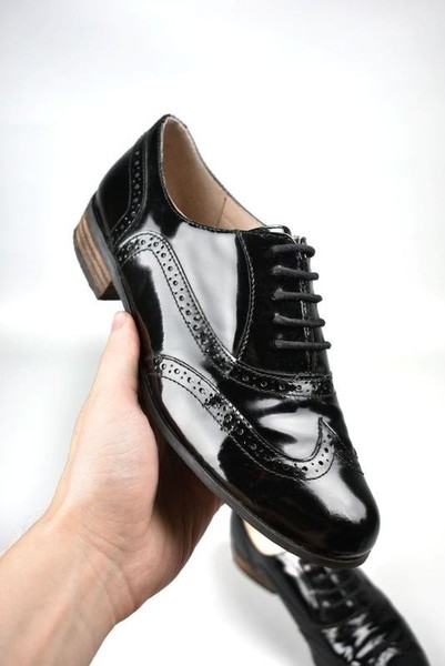 Women Clarks Oxford Black Leather 38