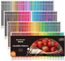 Shuttle Art 136 Coloured Pencils Soft Core Colouring Pencils Set for Adult New