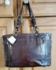 Coach 2007 Gallery Shoulder Bag Tote Brown East West Patent Leather F0773-11500 