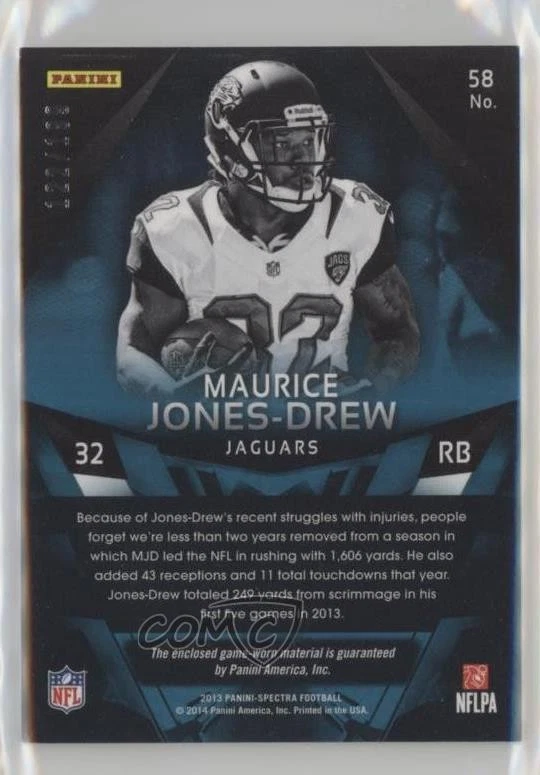 2013 Panini Spectra Materials /199 Maurice Jones-Drew #58 - Image 2 of 2