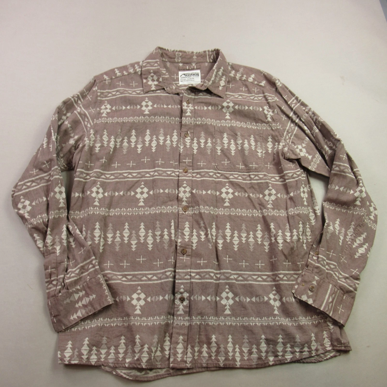 Mountain Khakis Shirt Mens XL Long Sleeve Button Front Casual Classic Fit Brown