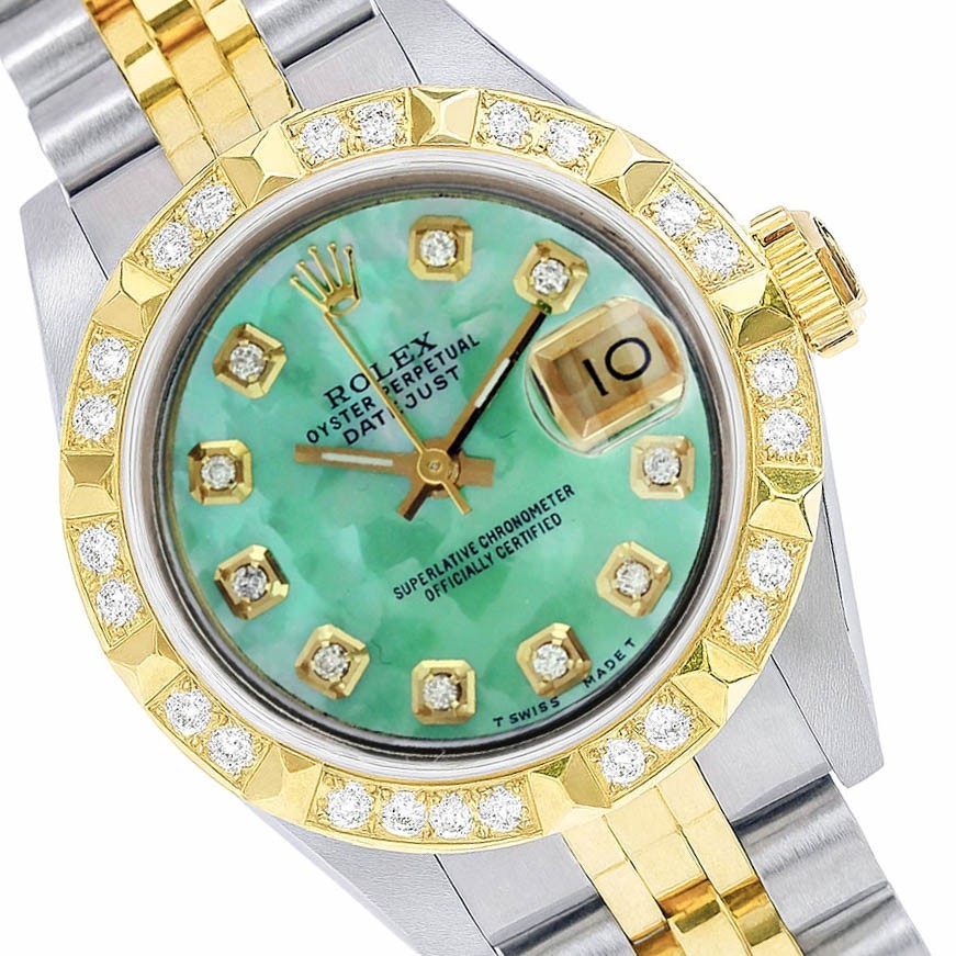 Rolex Datejust Two-Tone Gold Green Mother