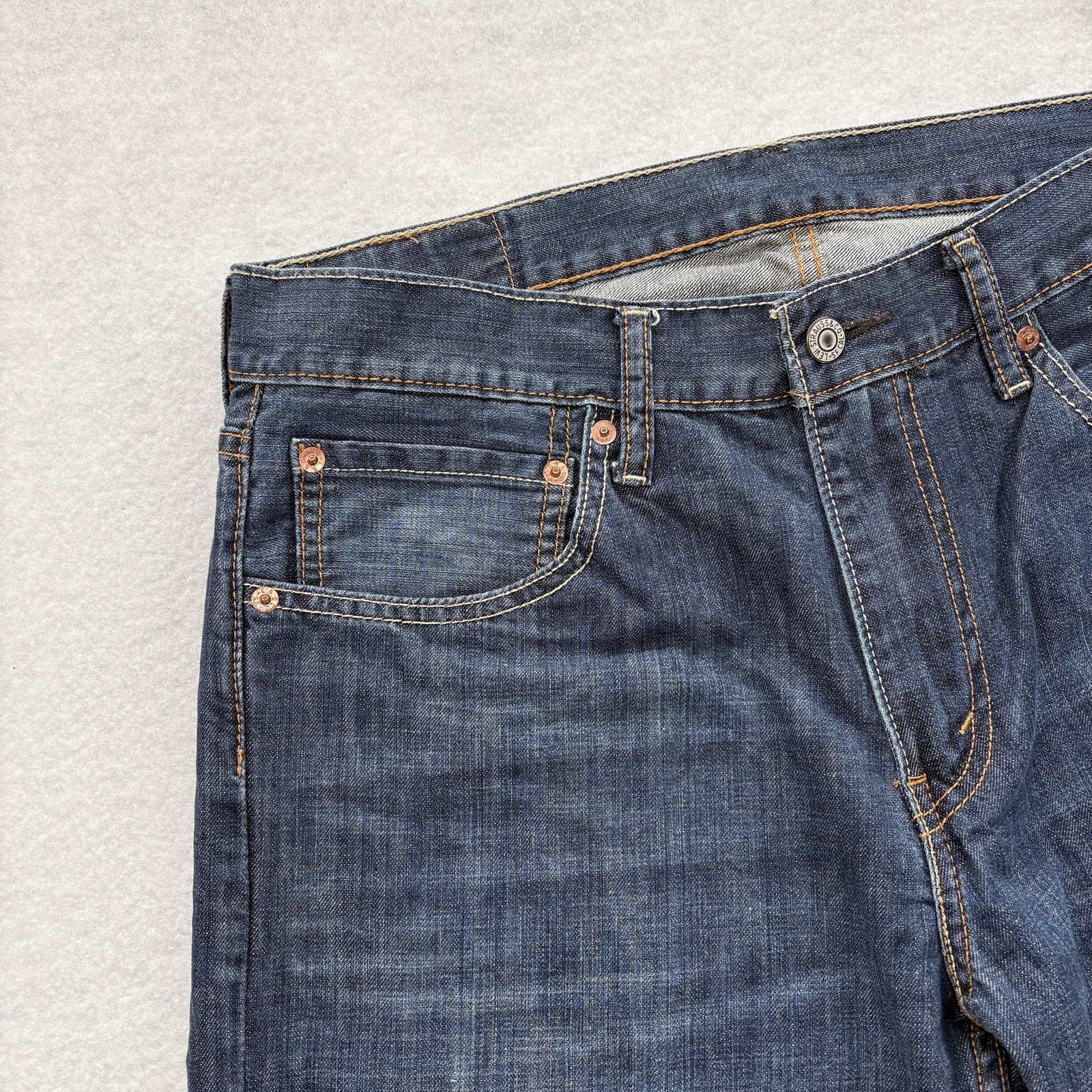 Levis 527 Jeans Mens 34x34 Blue Medium Wash Slim Bootcut Denim 5-Pocket Cowboy thumbnail 3