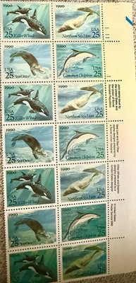 1990 USA 25¢ Marine Life Postage Stamps . Mint Never Hinged MNH