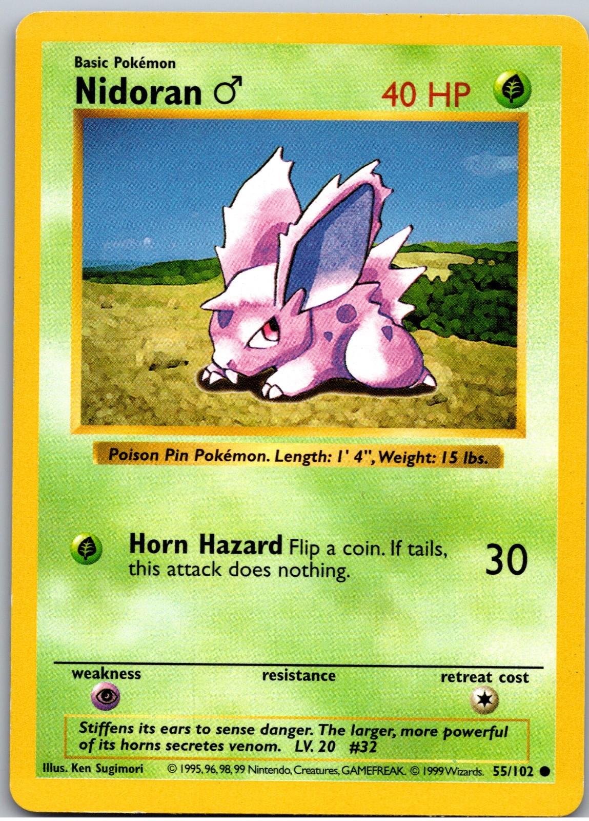 Nidoran M Common Base Set (Shadowless) 055/102 LP