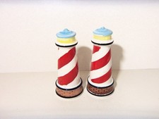 VINTAGE CERAMIC LIGHTHOUSE SALT PEPPER SHAKERS UNUSED