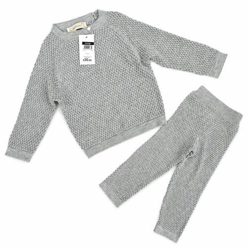 Baby Boys Grey Knitted Set By KIRSTIE Green George 100% Cotton 0-6 Months NEW !