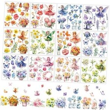 12 Sheets Flower Rub on Transfers for Crafts and Furniture, Stickers Fairy
