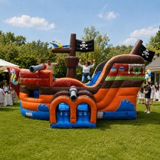 Commercial Deluxe Pirate Ship Bounce House and Slide Combo with Blower