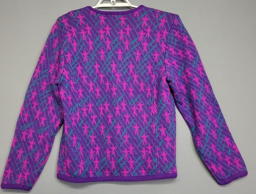 Vintage The Very Little Thing Cardgan Pullover Damen M gekochte Wolle lila rosa - Bild 10 von 11