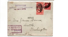US Fee Paid Registered Cover 1926, Public Welfare Association seal on back