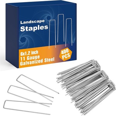400 Pcs 6 Inch Galvanized Garden Stakes U Pins