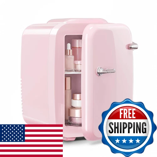 Ostba Mini Fridge 4 Liter/6 Can Mini Makeup Fridge 110V Ac/ 12V Dc Portable