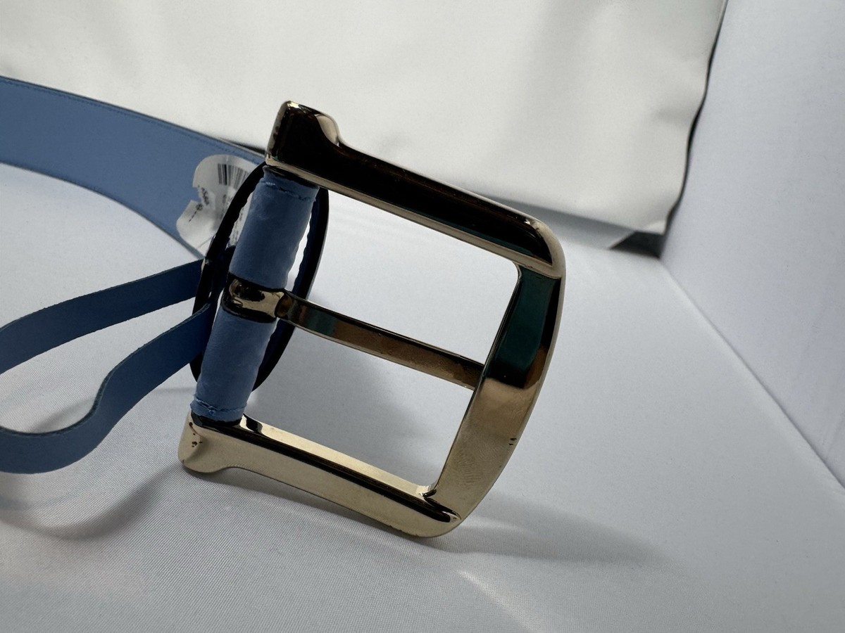 Authentic GUCCI Blue Microguccissima Leather Gold Buckle  display picture 1