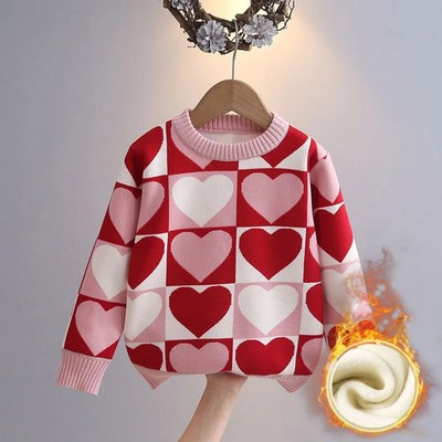 Girls' Sweater Thickened Autumn/Winter New Fashionable Western Knitted Sweater