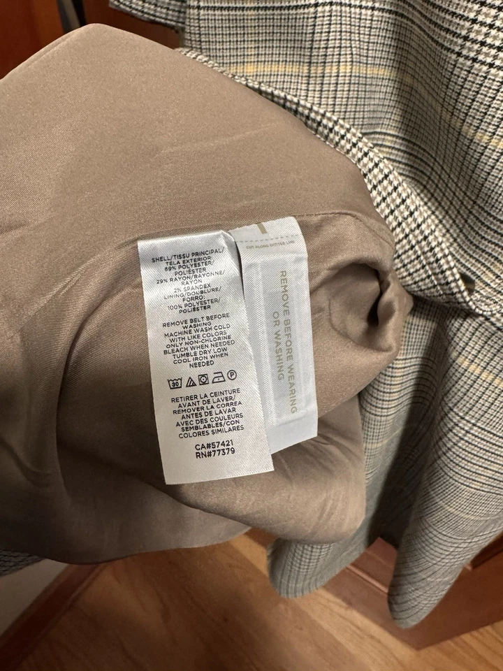 Ann Taylor Glen Check Trench Coat Tan Black Check Medium - Image 4 of 4