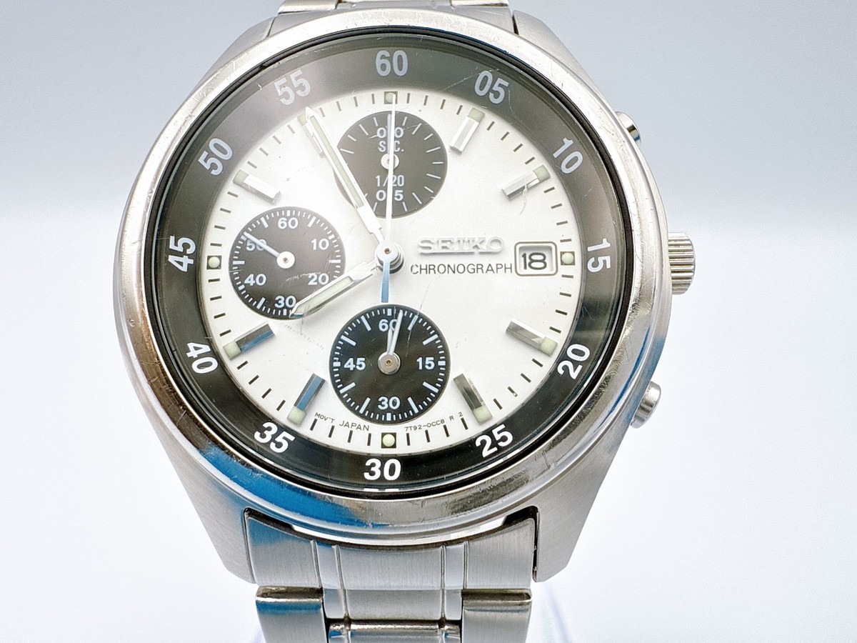 SEIKO Chronograph 7T92-0CC0 SND219 PANDA Dial Men Quartz Watch