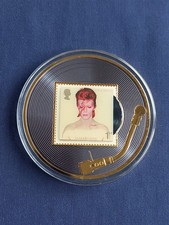 DAVID BOWIE 65mm 24ct GOLD PLATE LEGENDS OF MUSIC STAMP MEDAL