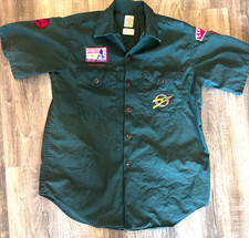 Vintage Boys Scouts of America Dark Green Explorer Uniform Shirt Central Ohio