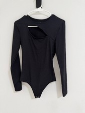 Abercrombie Soft A F Black Asymmetrical Cutout Bodysuit S
