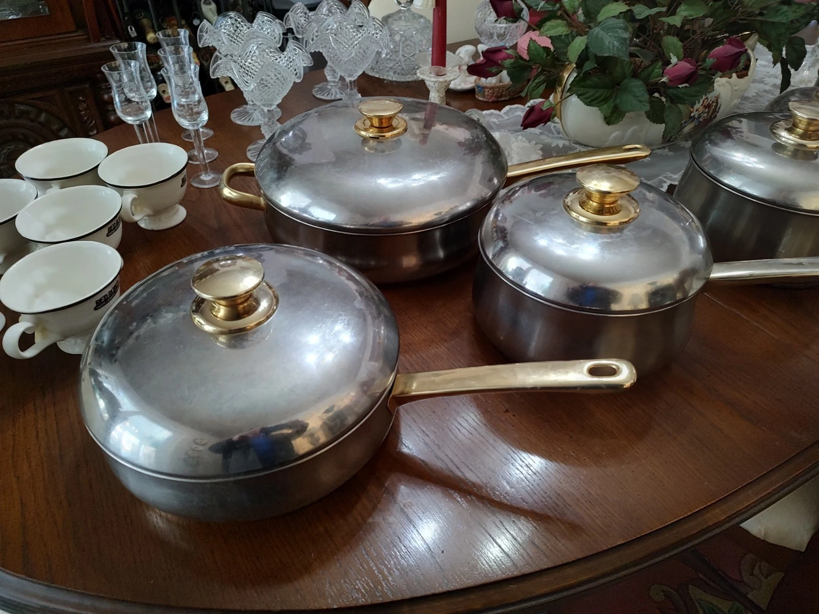 cuisine cookware stainless steel pots, pans & gold lids 7 pcs
Opens in a new window or tab
