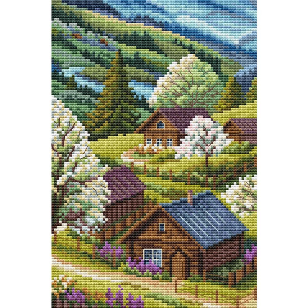 CDA counted cross stitch kit ""Springtime in Highlands"", 14,5x22cm