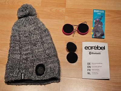 earebel Bluetooth Strickmütze mit Kopfhörer, Pudelmütze, Grau, Unisex