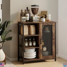 Mini Coffee Bar Cabinet with Storage, 27.5'' Kitchen Table, Corner Buffet Brown