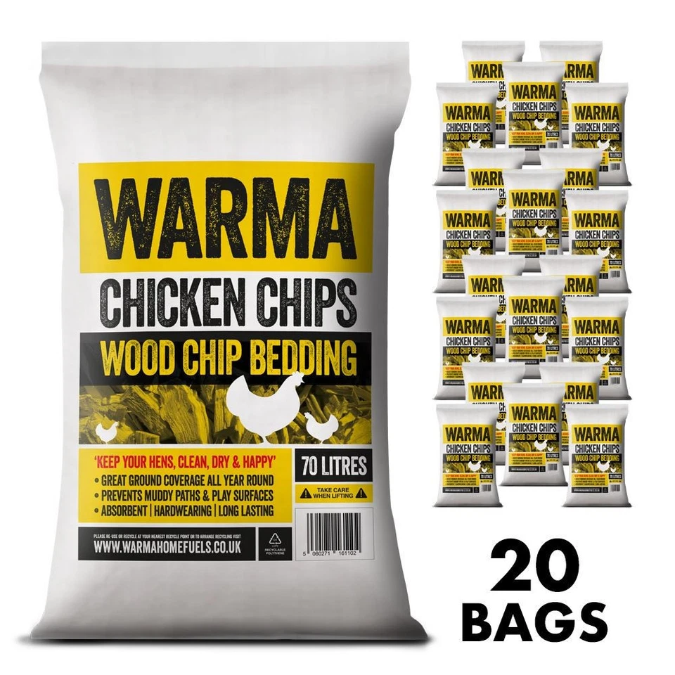 WARMA 20 Packs x 70L Premium Chicken Wood Chips Hardwood Animal Coop Pens Poultry Runs