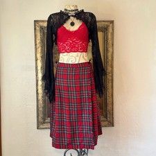 Vintage Composition 100 Virgin Wool Plaid Pleated Kilt Midi Skirt