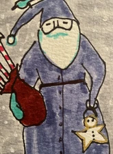 ACEO watercolor art by PJ, art card 2.5 x 3.5: primitive Santa Claus