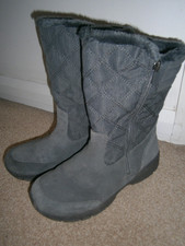 Stivali invernali Lands End donna grigi trapuntati foderati in pelliccia sintetica misura 6 zip laterale