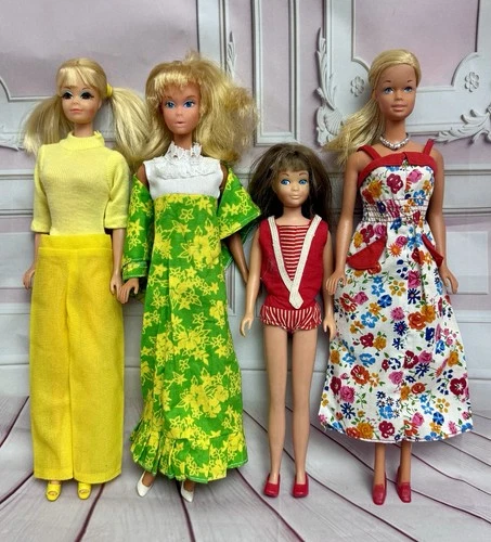 1960-70s Lot Of 4 Barbie Japan Dolls Straight Leg Skipper, Pj, Malibu, Sweet 16