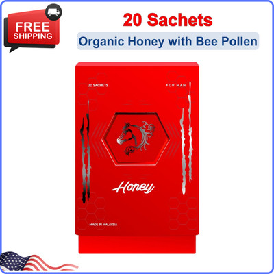 AR&R Organic Honey Large 20 Sachets with Bee Pollen,Pure Honey Ingredient,Large