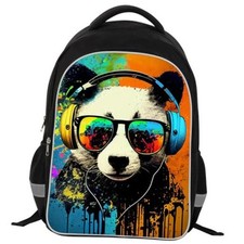Kids Backpack, 3D Reflective Cartoon, 600D Polyester Dual Zippers, 05 panda