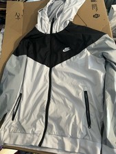 NIKE FULL-ZIP WINDBREAKER JACKET - WHITE/BLACK/GRAY - WOMEN  S LARGE