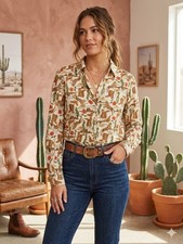 Show Me Your Mumu Early Riser PJ Top - Rodeo Escape Western Cowgirl Print Sz M