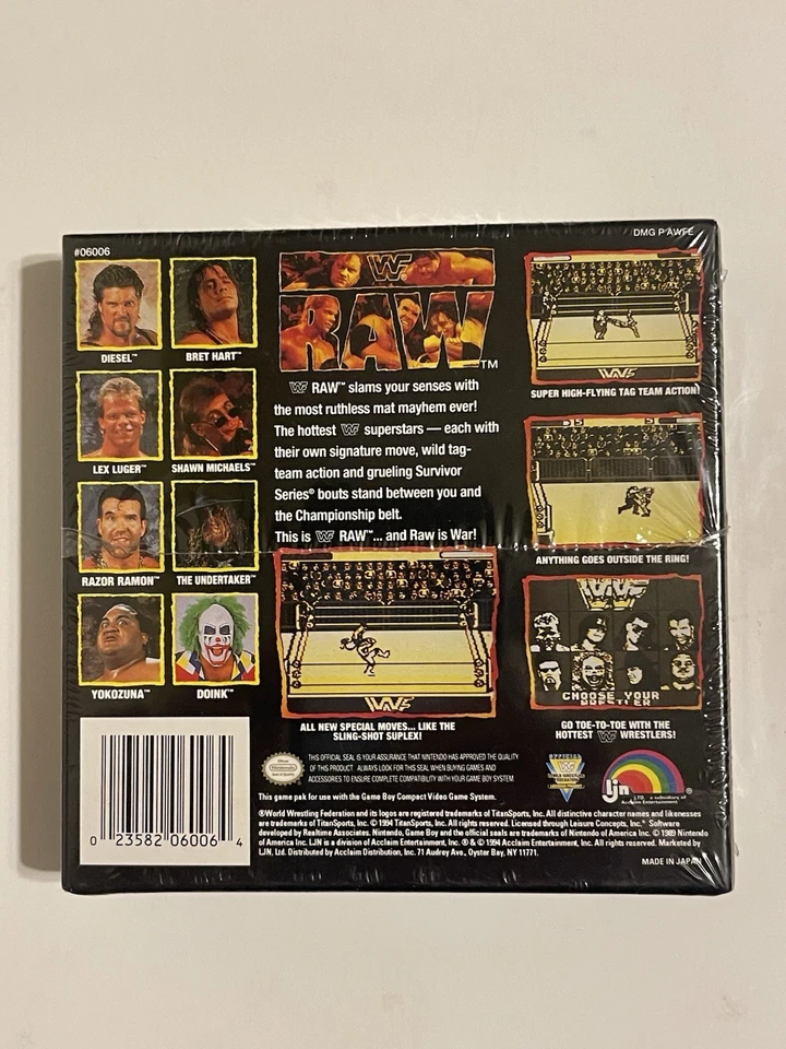WWF Raw (Nintendo Game Boy, 1994) FACTORY SEALED New Wata VGA WWE  - Image 2 of 4