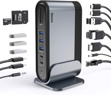 Baseus 17-in-1 USB C Docking Station - Triple 4K Monitor Support - w/ AC Adapter