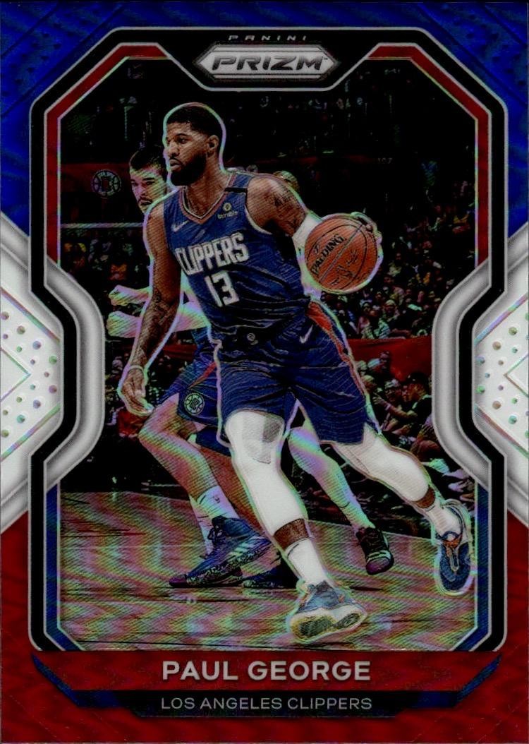 2020-21 Panini Prizm #14 Paul George Red, White and Blue Prizms