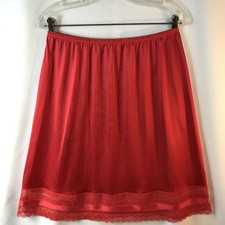 Vintage VANITY FAIR Red Nylon Tricot Lace Half Slip Size L USA Valentines b