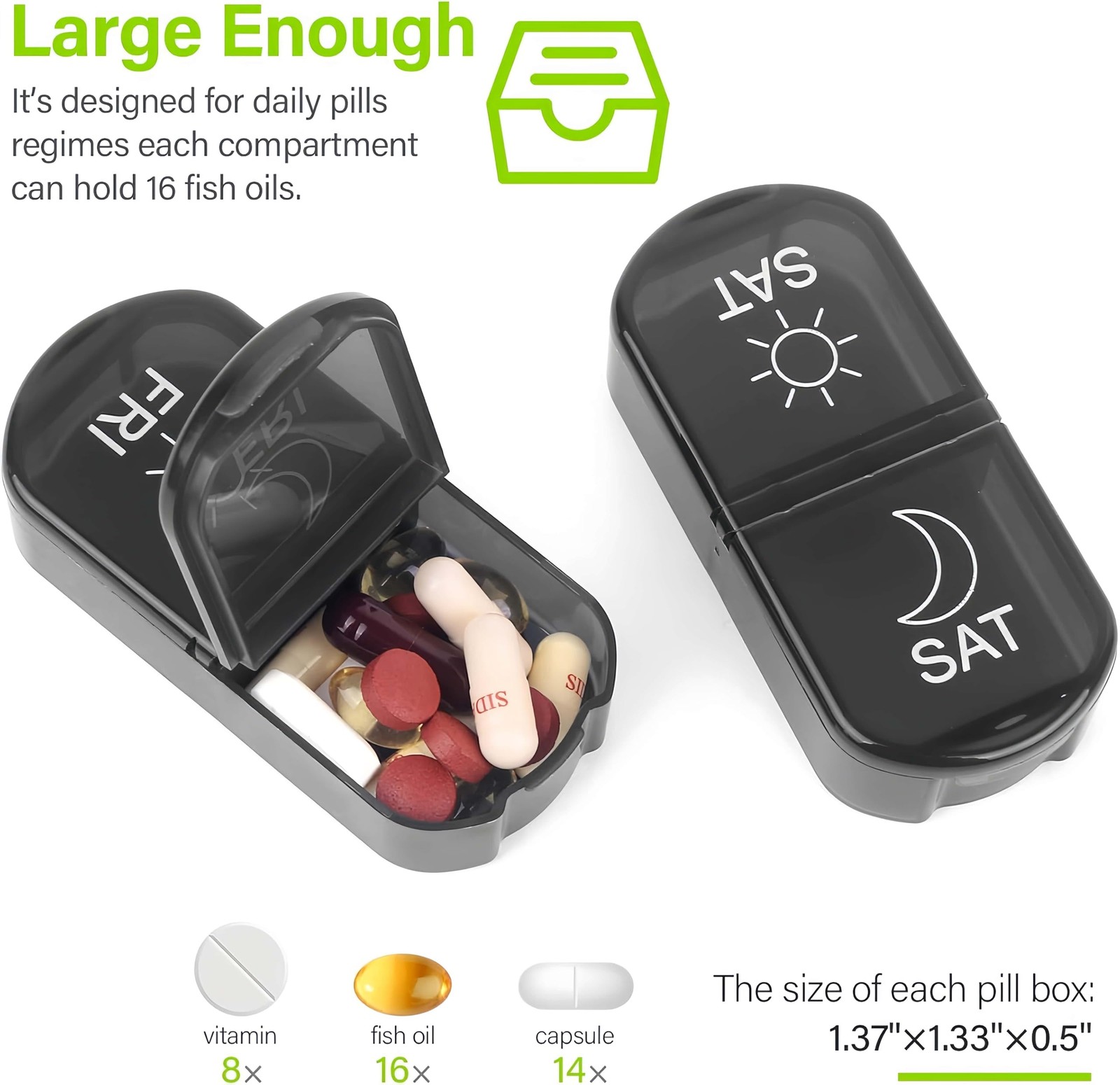 2 Pack Weekly Pill Boxes and Organizer 2 Times a Day, Portable Travel 2 Week ...