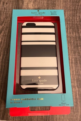 Kate Spade iPhone 6 iPhone 6s Hard Hybird Case Cover - Black & White Stripes New - Picture 4 of 7