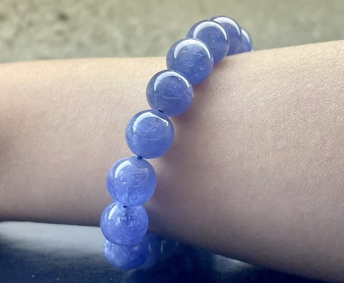 Natural Tanzania Tanzanite Blue Zoisite Gemstone Beads Bracelet 9.8mm - Picture 6 of 8