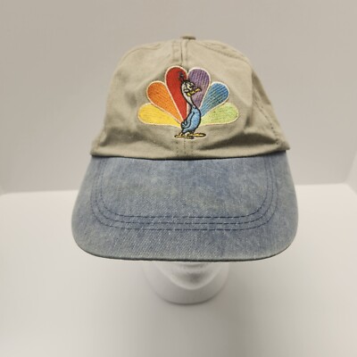 Fahrenheit Hat Khaki Blue NBC Peacock Strapback Adjustable Vintage 90's Dad Cap