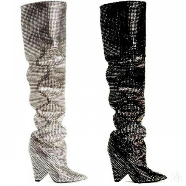 slouchy rhinestone boots