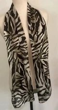 Cejon Scarf Oblong Beige Brown Animal Print 10" x 62" Excellent Condition