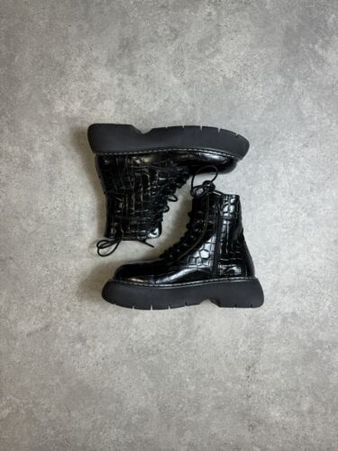 Steve Madden Wanny Lace front chunky boots black Croc UK 5 / EU 38 RRP £160 - Picture 1 of 9
