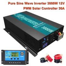 3000W Pure Sine Wave Inverter 12V Power Solar Charge Controller 30A Truck RV Car